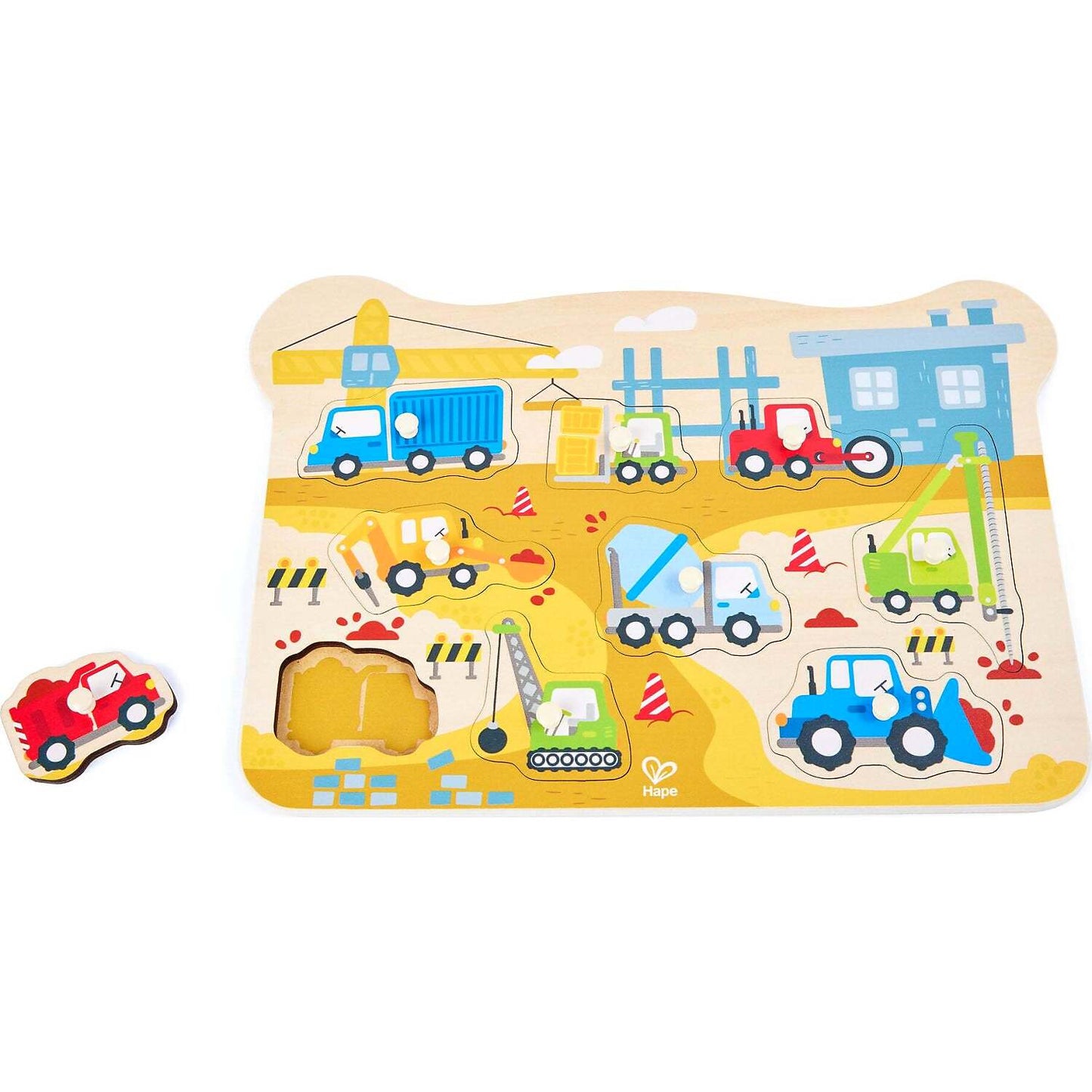 Hape - Wooden Construction Vehicle Peg Puzzle