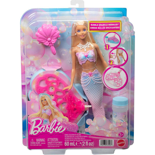 Barbie - Bubble Sparkle Mermaid Doll with Bubble-Making Feature - Mattel