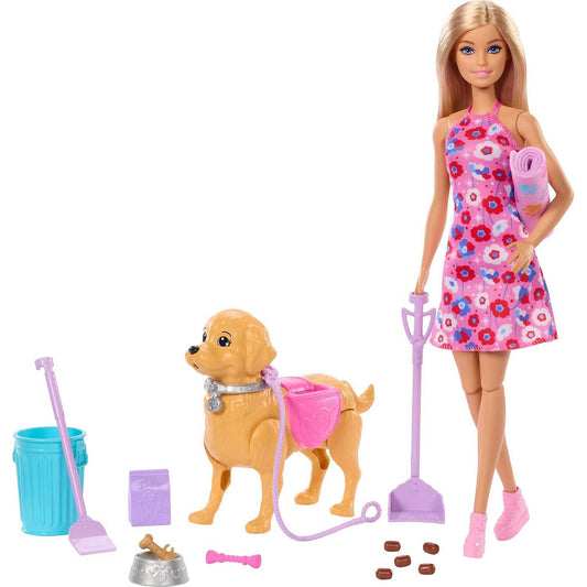 Barbie - Family & Friends Barbie Malibu Walk & Potty Pup Doll - Mattel