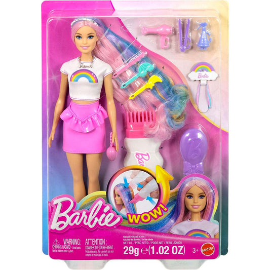 Barbie - Rainbow Sparkle Hair Fashion Doll With Extra-Long Hair and 12 Styling Accessories - Mattel