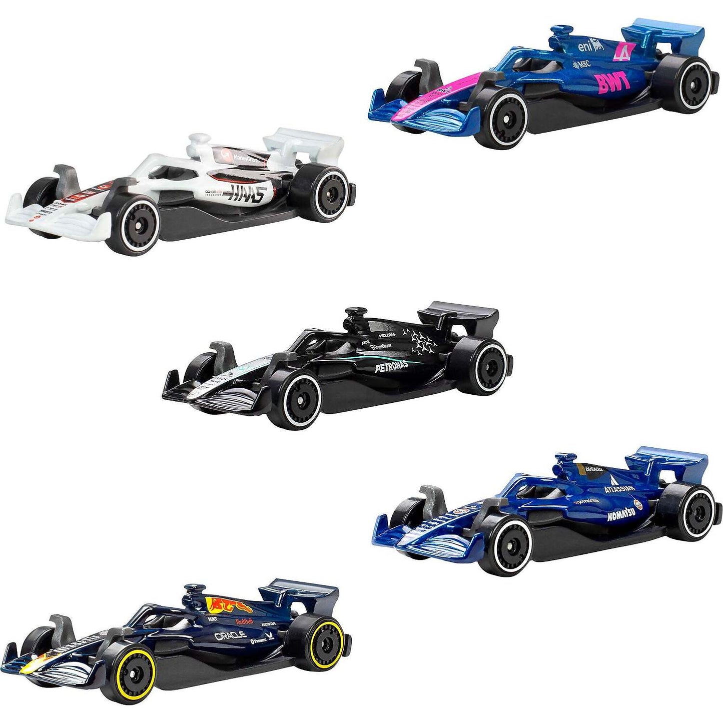 Hot Wheels - Formula 1 Set Of 5 Die-Cast Toy F1 Cars in 1:64 Scale - Mattel