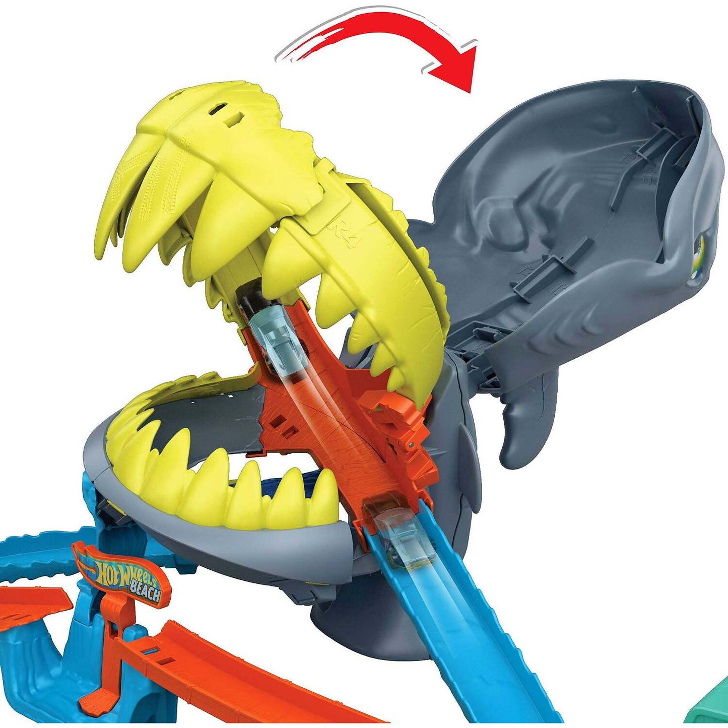 Hot Wheels - City Shark Chomp Beach Playset & 1:64 Scale Die-Cast Toy Car- Mattel