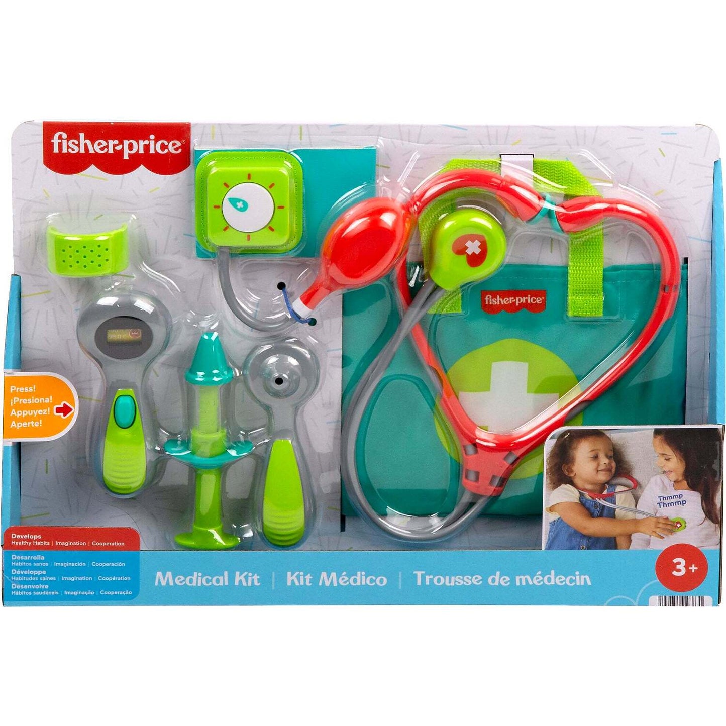Fisher-Price - Medical Kit 7-Piece Doctor Toys Preschool Pretend Play Set - Mattel