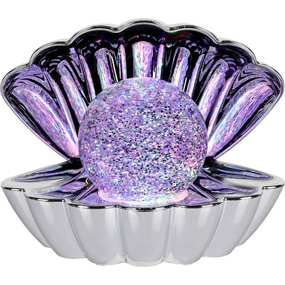 Cotton Candy - Clam Shell Glitter Lamp Silver - LED Colour Changing Lamp