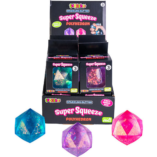 Smoosho's - Super Squeeze Glitter Polyhedron (1x Assorted Colour Chosen at Random)
