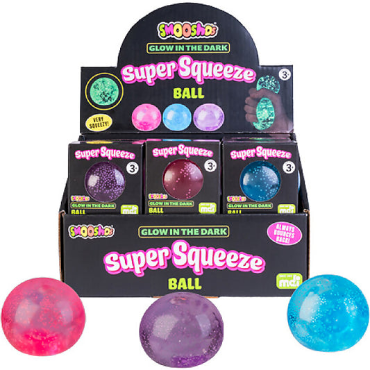 Smoosho's - Glow in the Dark Super Squeeze Ball (1x Assorted Colour Chosen at Random)