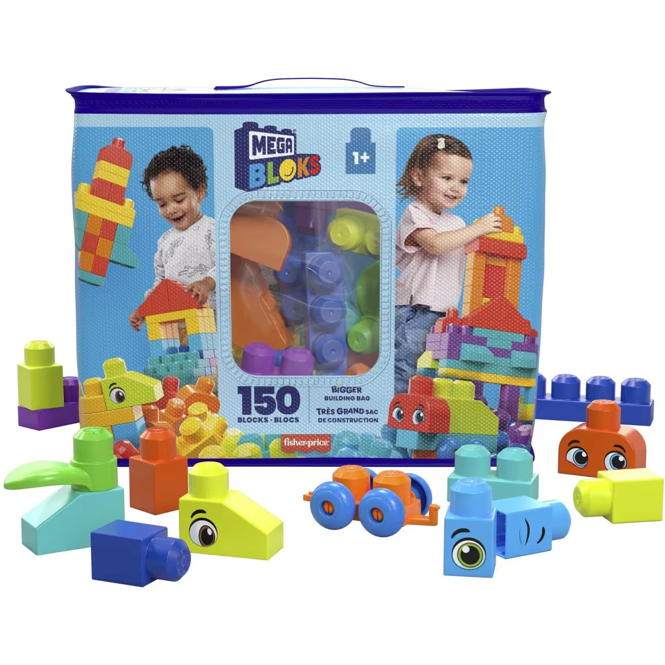 MEGA BLOKS - Fisher-Price Bigger Building Bag 150 Blocks - Mattel