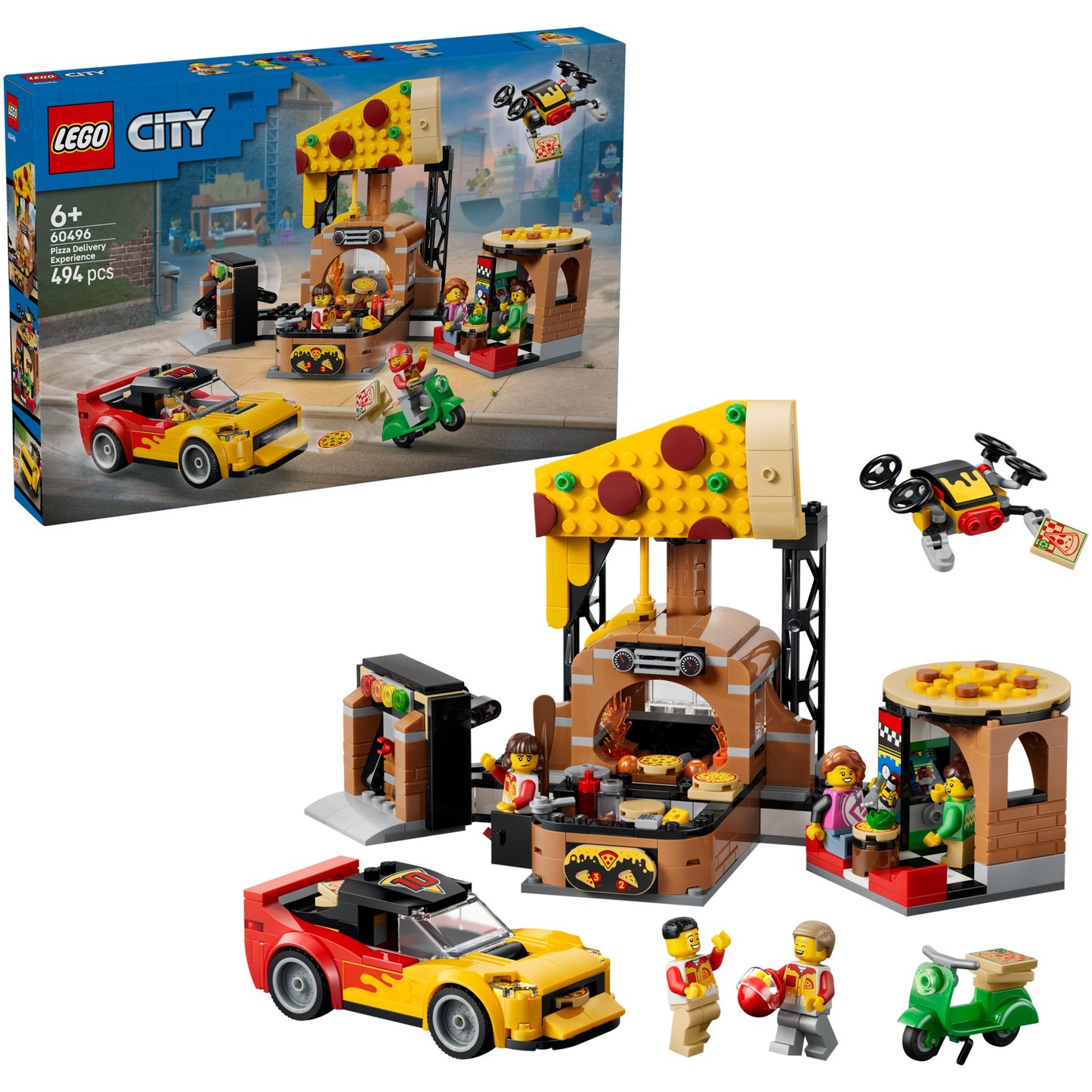 LEGO 60496 Pizza Delivery Experience with Vehicles - City