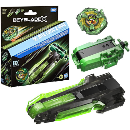Beyblade X - Bite Croc 2-60Q Deluxe String Launcher & Custom Grip Set - Hasbro