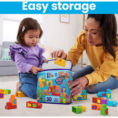 Fisher-price - Mega Bloks Abc Building Bag Block Toy With Storage 30 Pieces For Toddler