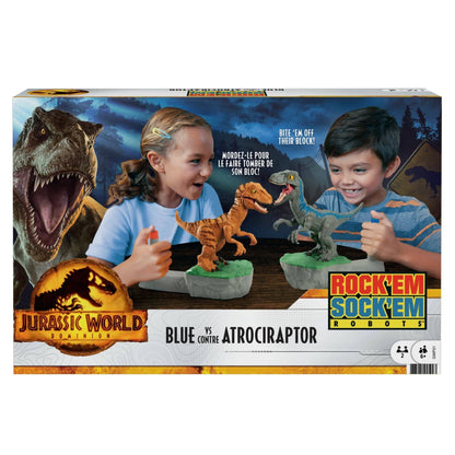 Jurassic World - Rock Dominion Sock Em Robots Blue vs Atrociraptor Game - Mattel