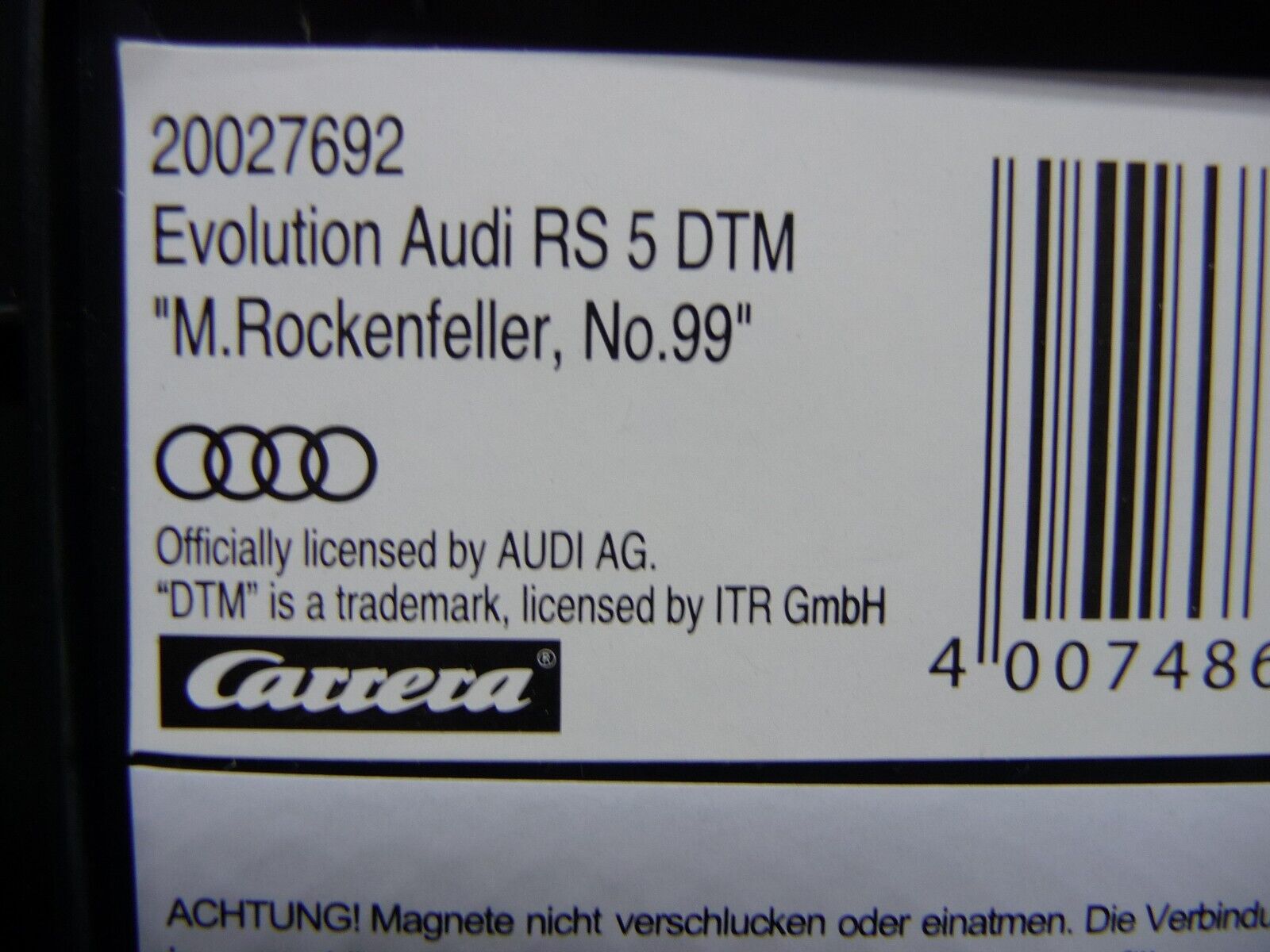 Carrera - Evolution 1:32 - AUDI RS 5 DTM M.ROCKENFELLER NO.99 - Slot Car Also Suits Scalextric