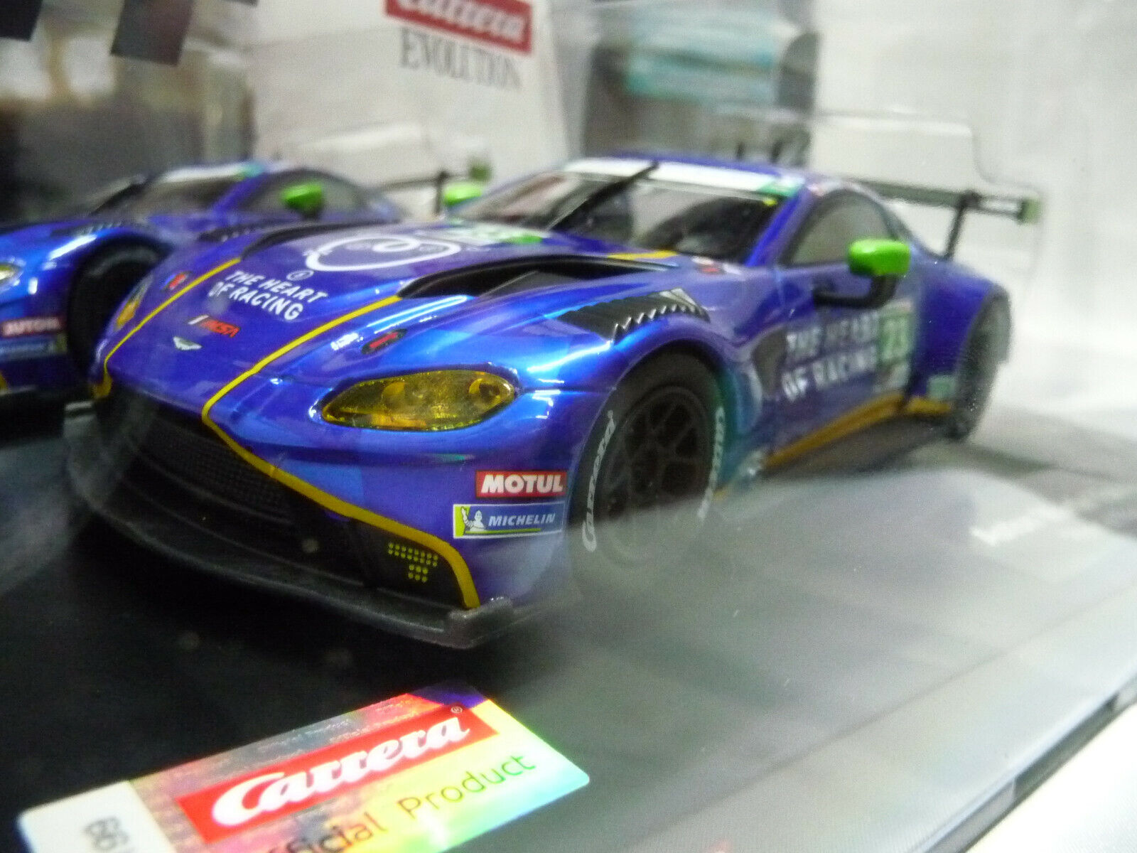 Carrera - Evolution 1:32 - Aston Martin Vantage GT3 Heart Of Racing No23 - Slot Car Also Suits Scalextric