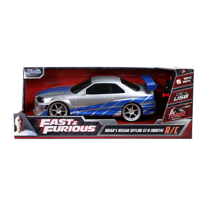 Fast & Furious -    Rc Brian's 2002 Nissan Skyline Gt-r (bnr34) (1:16) Remote Control