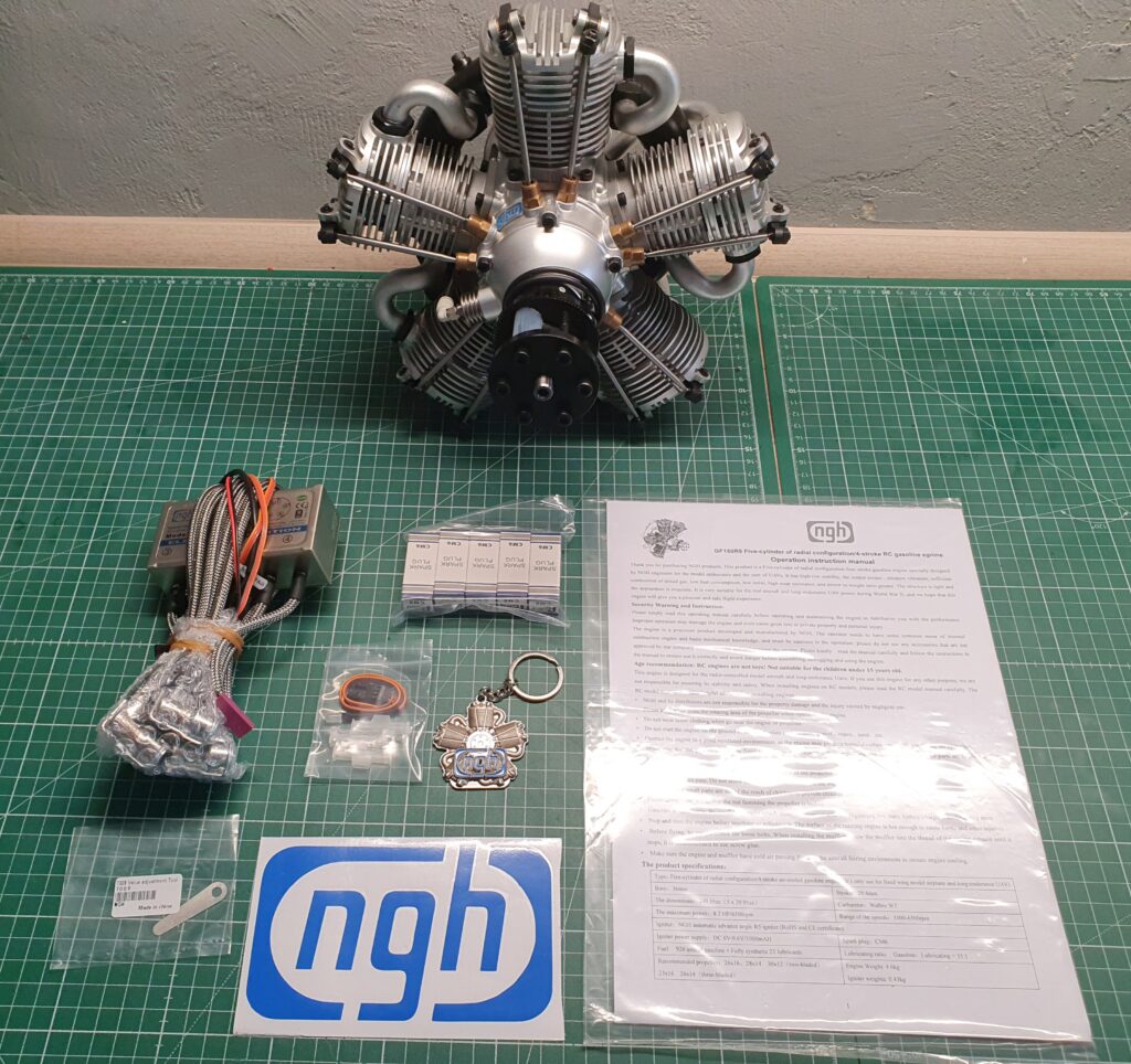 NGH 150cc 4 Stroke 5 Cylinder Radial Gas Engine with Electronic Ignition including  exhaust collector ring