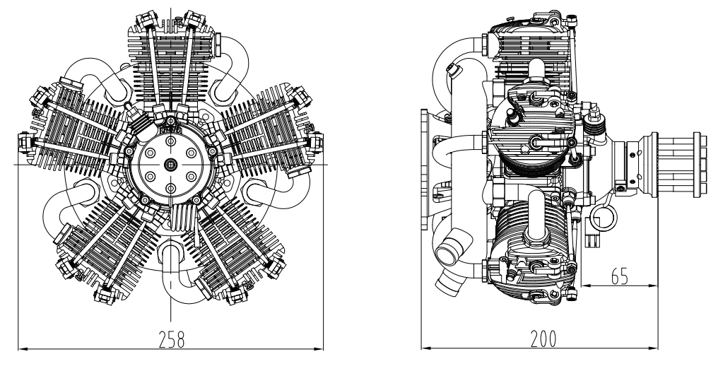 NGH 150cc 4 Stroke 5 Cylinder Radial Gas Engine with Electronic Ignition including  exhaust collector ring