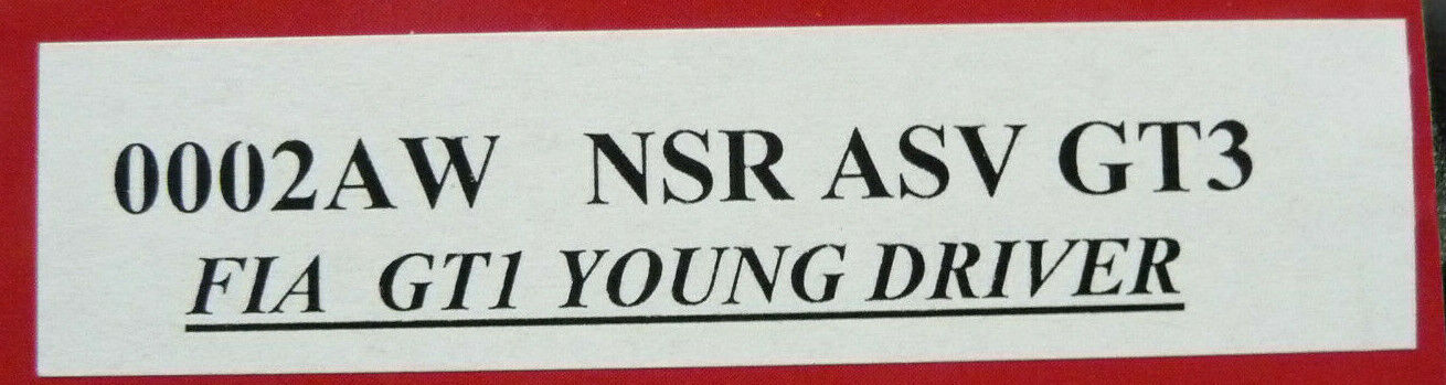 NSR 1:32 0002AW ASV GT3 FIA GT1 Young Driver Champion &#039;10slot car also suits  scalextric/carrera