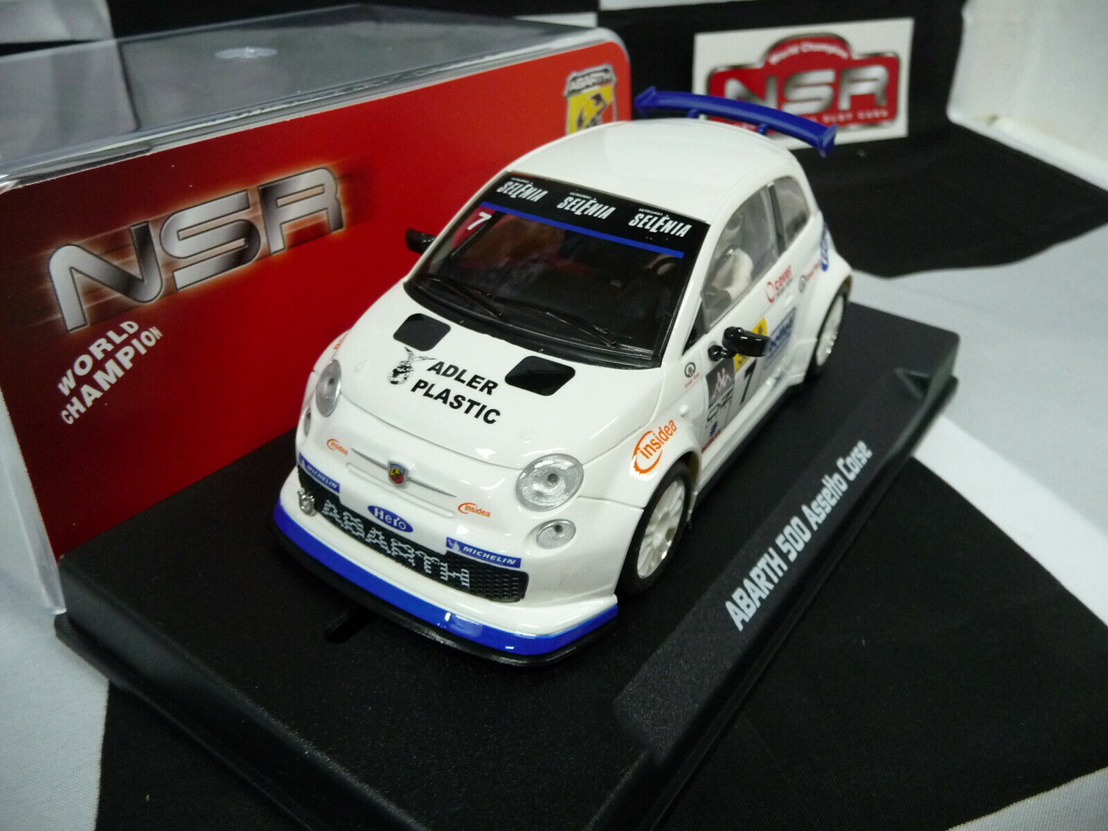 NSR - 1:32 0040SW Abarth 500 Assetto Corse Selenia No7 slot car also suits scalextric/carrera