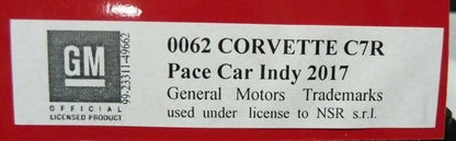 NSR -  1:32 0062AW Corvette C7R Pace Car Indy 2017 slot car also suits  scalextric/carrera