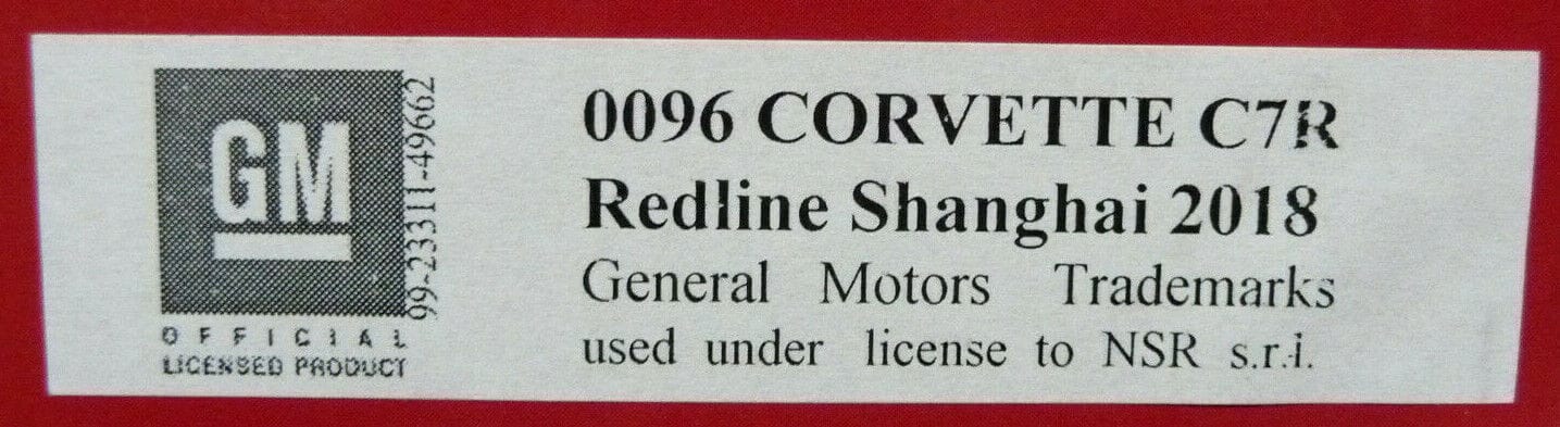 NSR 1:32 0096AW Corvette C7R Redline Shanghai 2018 No.64 slot car also suits  scalextric/carrera
