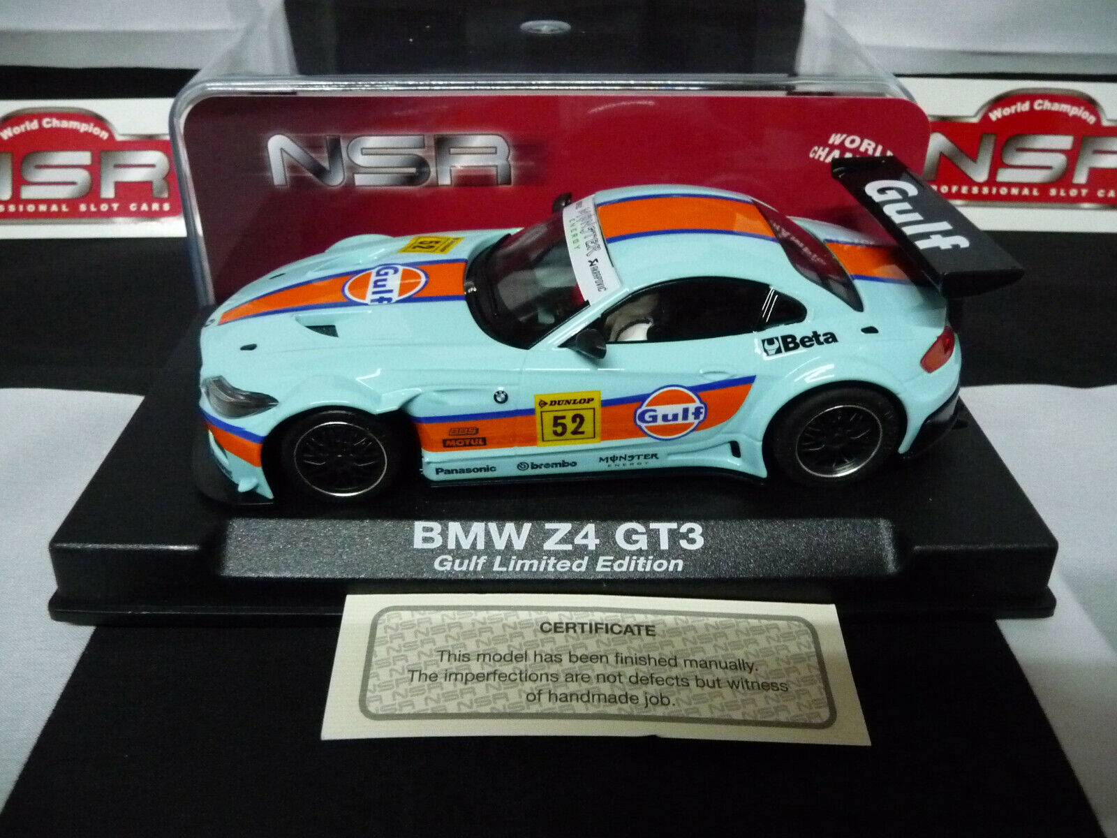 NSR - 1:32 0103AW BMW Z4 GT3 Gulf Edition No.52 slot car also suits scalextric/carrera