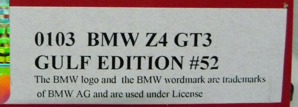 NSR - 1:32 0103AW BMW Z4 GT3 Gulf Edition No.52 slot car also suits scalextric/carrera