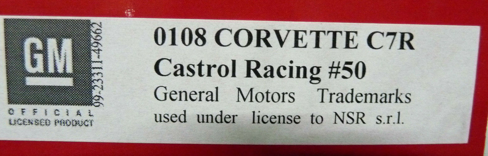NSR - 1:32 0108SW Corvette C7R Castrol Racing No.50 slot car also suits scalextric/carrera