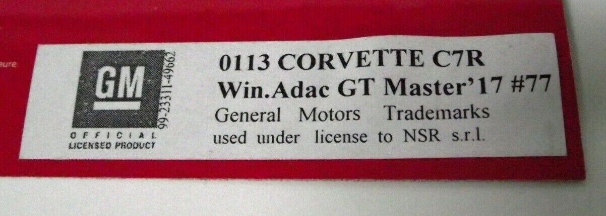 NSR 1:32 0113 Corvette C7R Win.Adac GT Master&#039;17 No.77 slot car also suits  scalextric/carrera