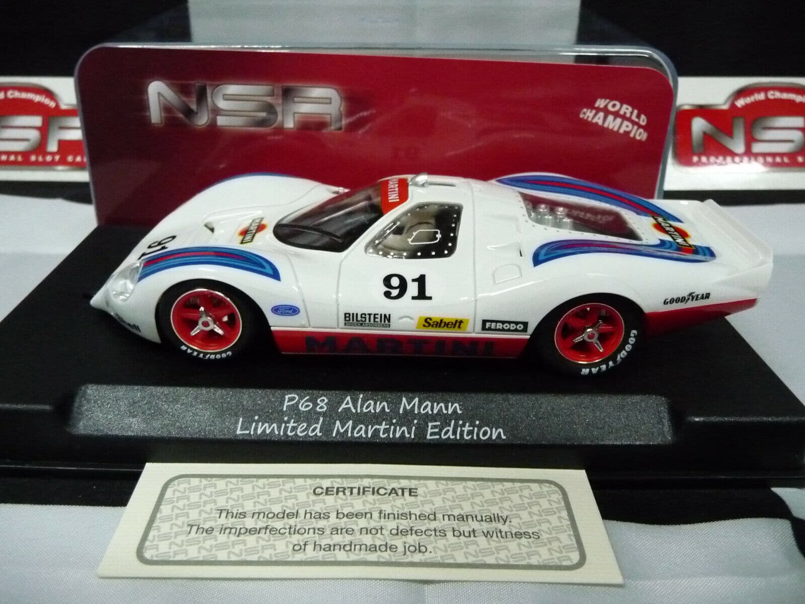NSR - 1:32 0191SW P68 FORD Martini Racing WHITE No.91 slot car also suits scalex/carrera