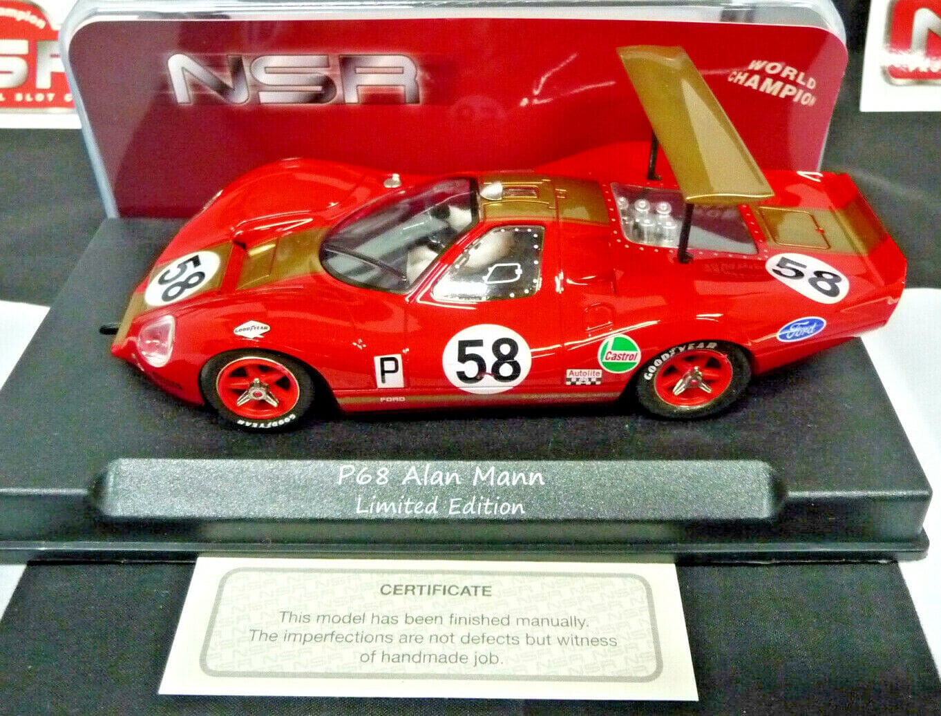 NSR - 1:32 1146SW P68 BOAC 500 A.Mann 1969 No.58 slot car also suits scalex/carrera
