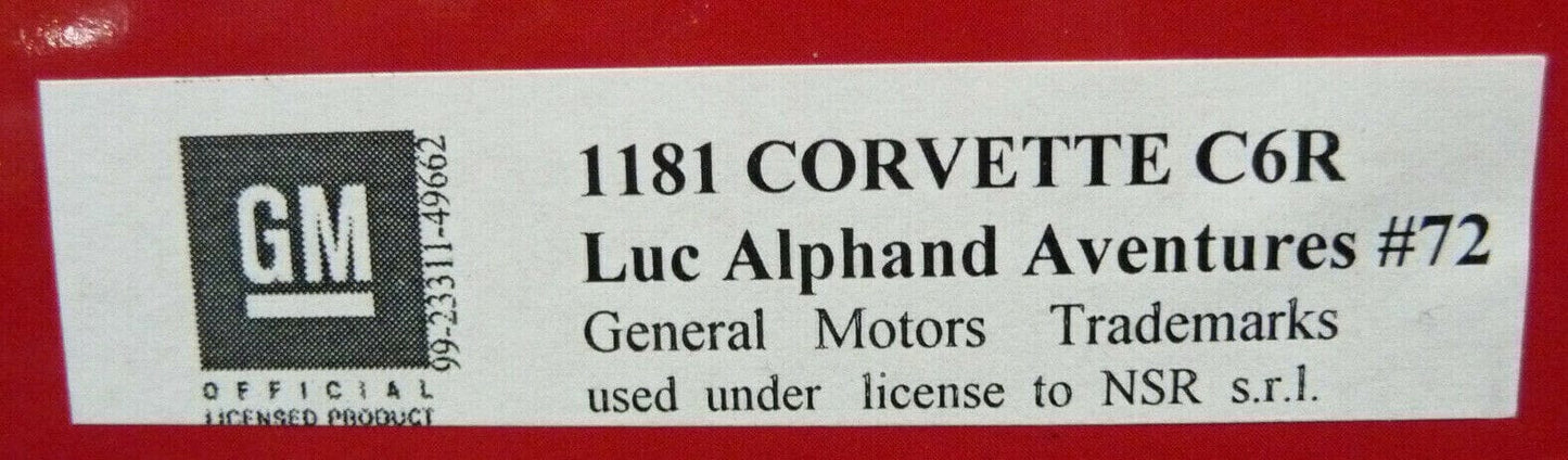 NSR 1:32 1181AW Corvette C6R Luc Alphand Adventures No.72 scalextric/carrera