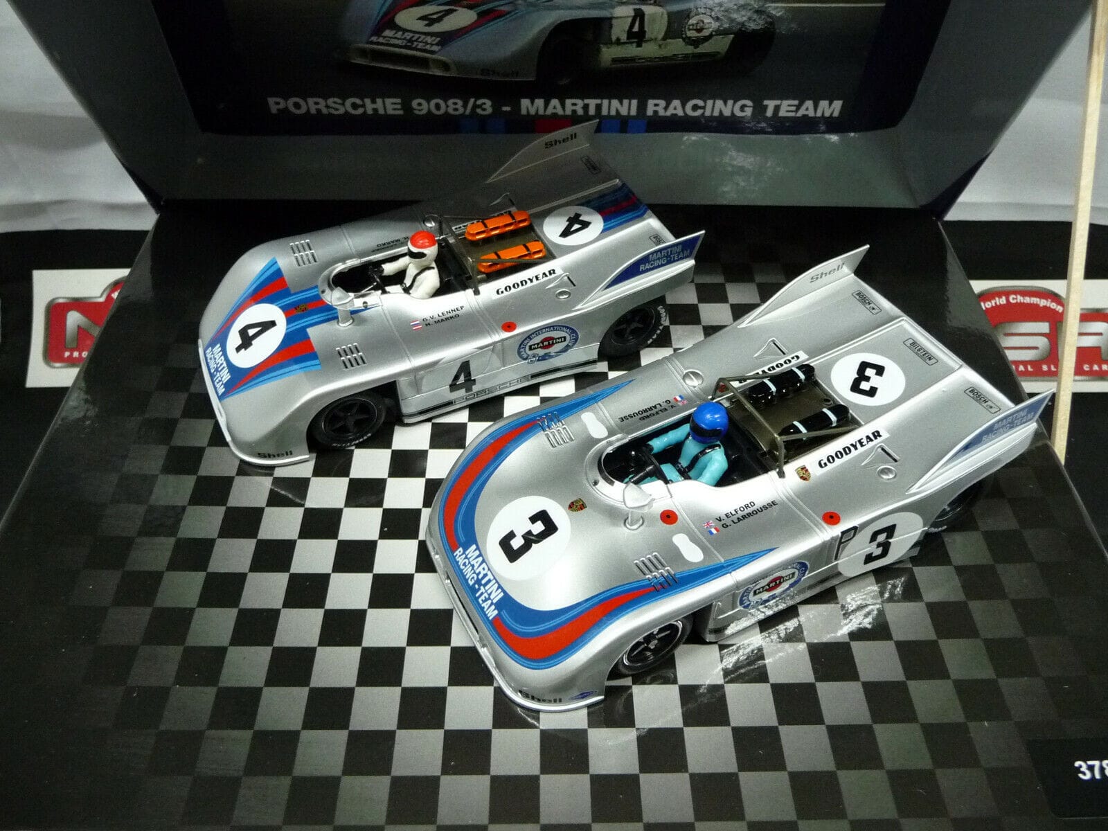 NSR - 1:32 SET10 Porsche 908/3 1000km Nurburgring 71 Martini slot car also suits Scalex/Carrera