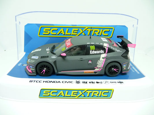 Scalextric -  C4317 Honda Civic Type R BTCC 2021 Jade Edwards slot car also suits Carrera