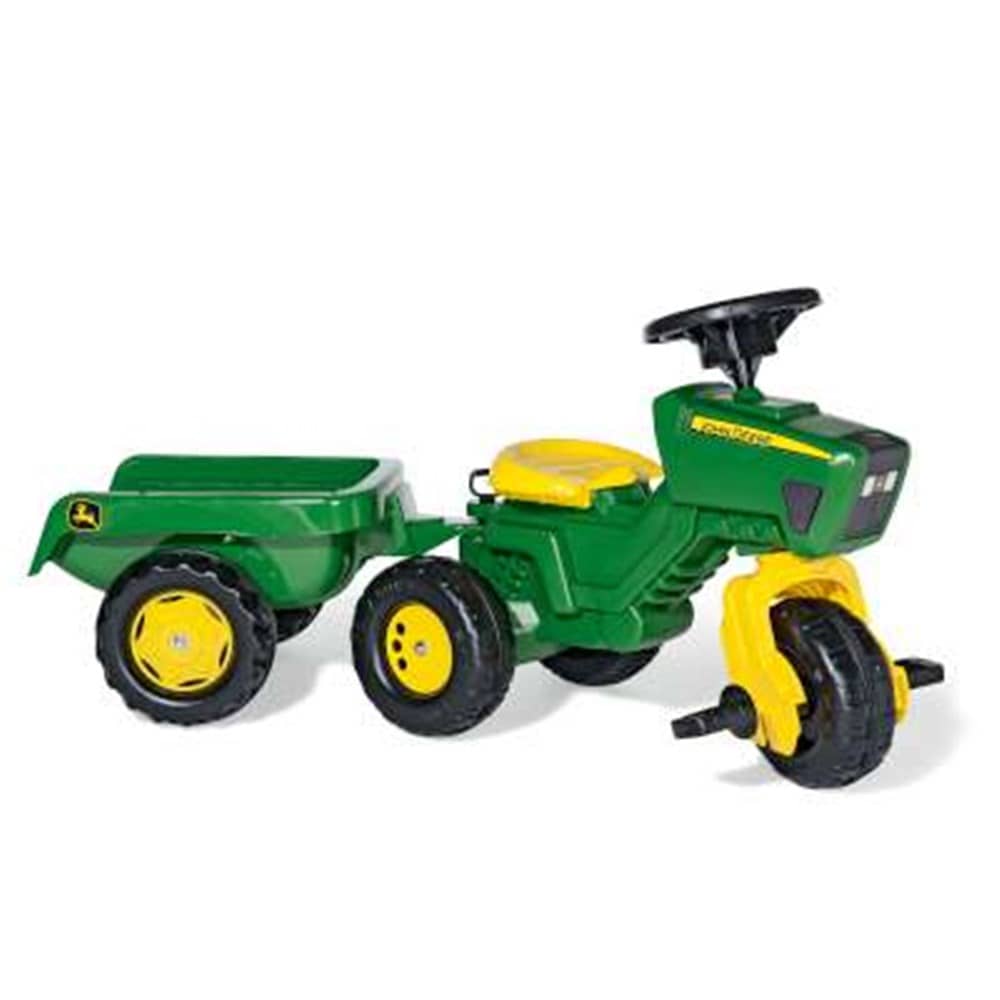 ROLLY KID JOHN DEERE PEDAL TRIKE WITH TRAILER