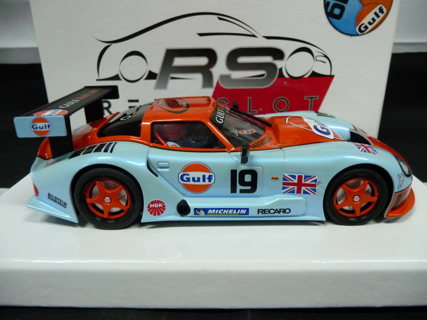 Revoslot 1:32 RS0070 Marcos Gulf Racing No19 slot car also suits  Scalextric/Carrera