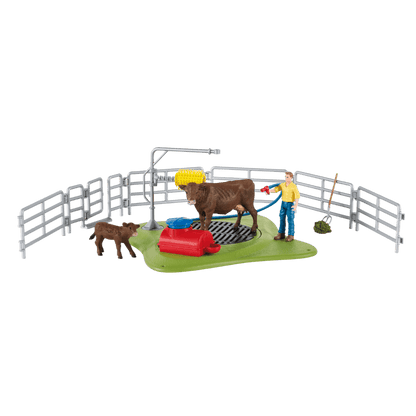 Schleich - Farm World Happy Cow Wash Animal Playset