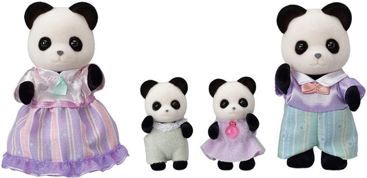 Sylvanian Families - Pookie Panda Family - 4-Piece Posable Collectible Figure Set With Removable Clothing