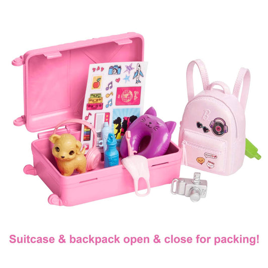 Barbie -  Doll And Accessories Travel Set With Puppy