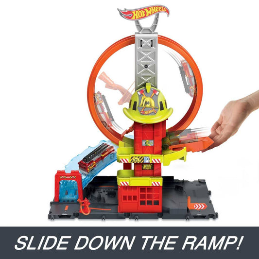 Hot Wheels - ® - City Super Loop Fire Station