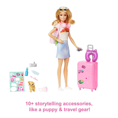 Barbie -  Doll And Accessories Travel Set With Puppy